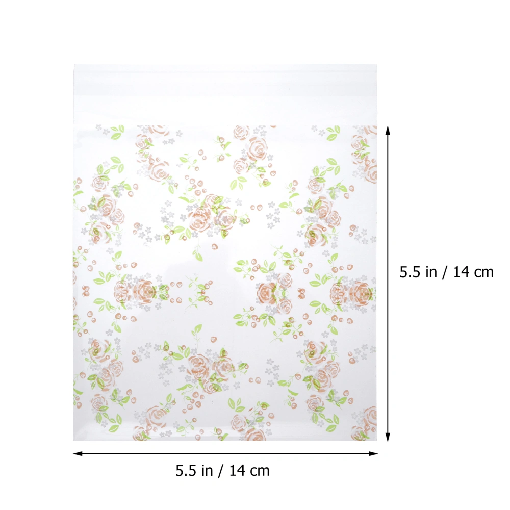 200pcs Flower Prints Cookie Treat Bags Candy Bags Self Adhesive Package Bags