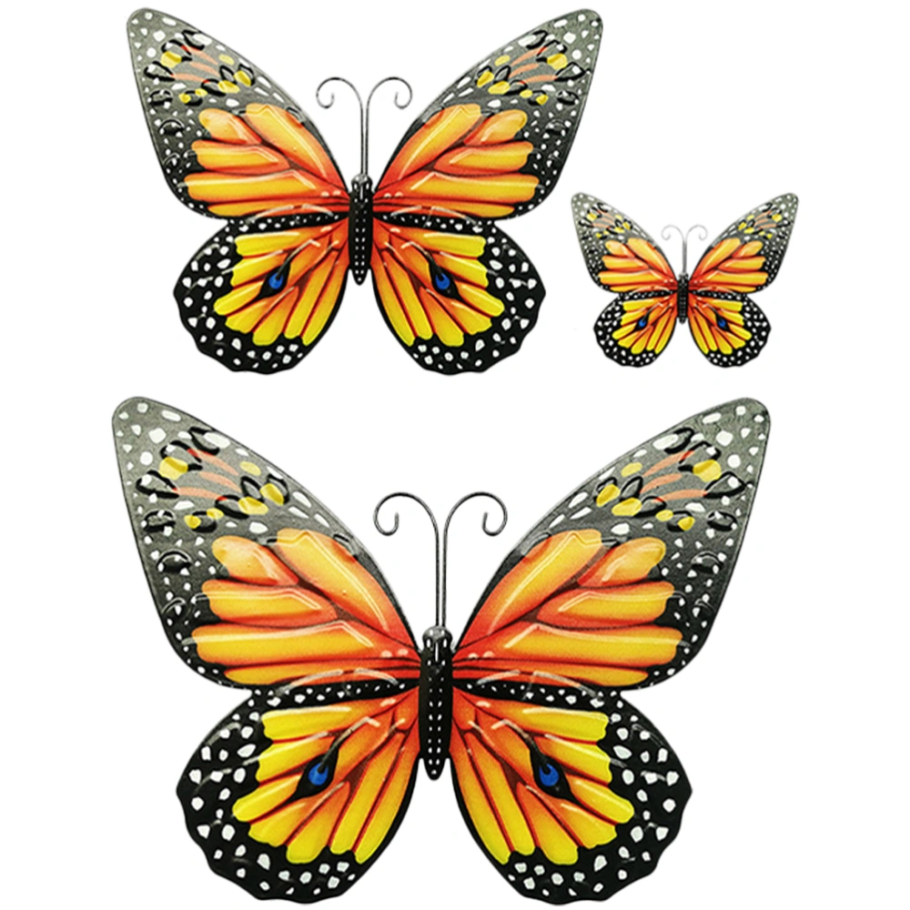 3Pcs Wall Pendant Hollow Butterflies Decoration Iron Wall Hanging Craft Ornament