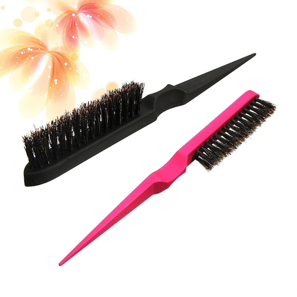 2pcs Bristles Triplex Row Comb with Pointed Tail and Stub Teeth for Home and Salon (Random Color)