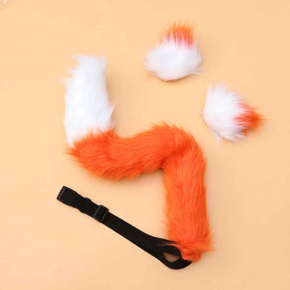 1 Set of Halloween Ear and Tail Set Cosplay Props Performance Stage Tool Party Supplies 65cm Orange and White