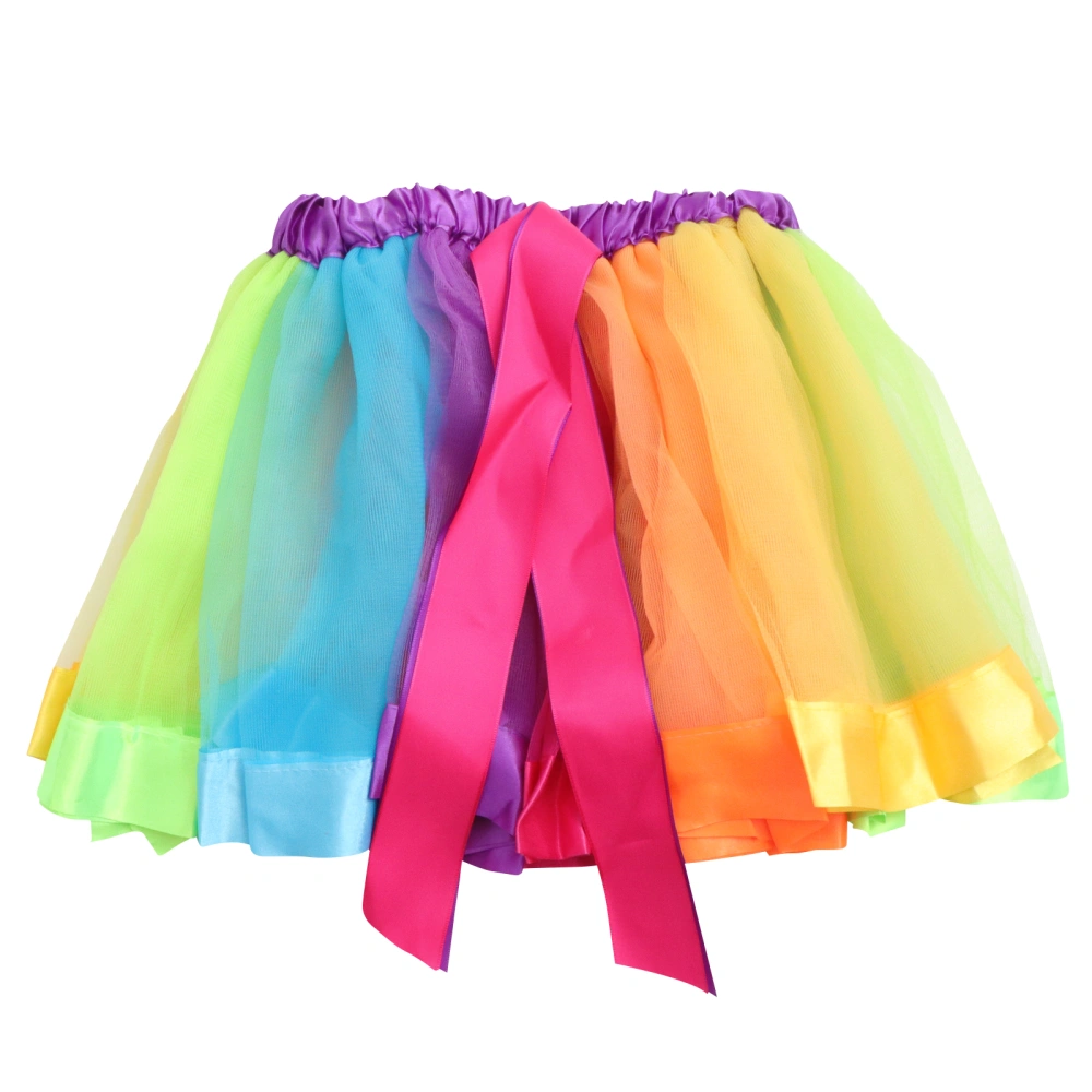 Girls Layered Rainbow Tutu Skirt Ruffle Tiered Dance Performance Dress for Girls 7-9 Years Old