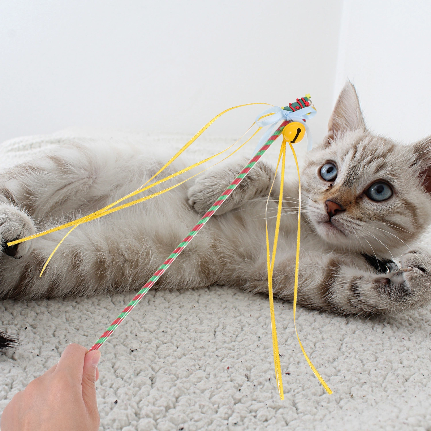 2pcs Funny Teasing Cat Stick Pet Cat Christmas Interactive Toy Stick Pets Cat Teaser