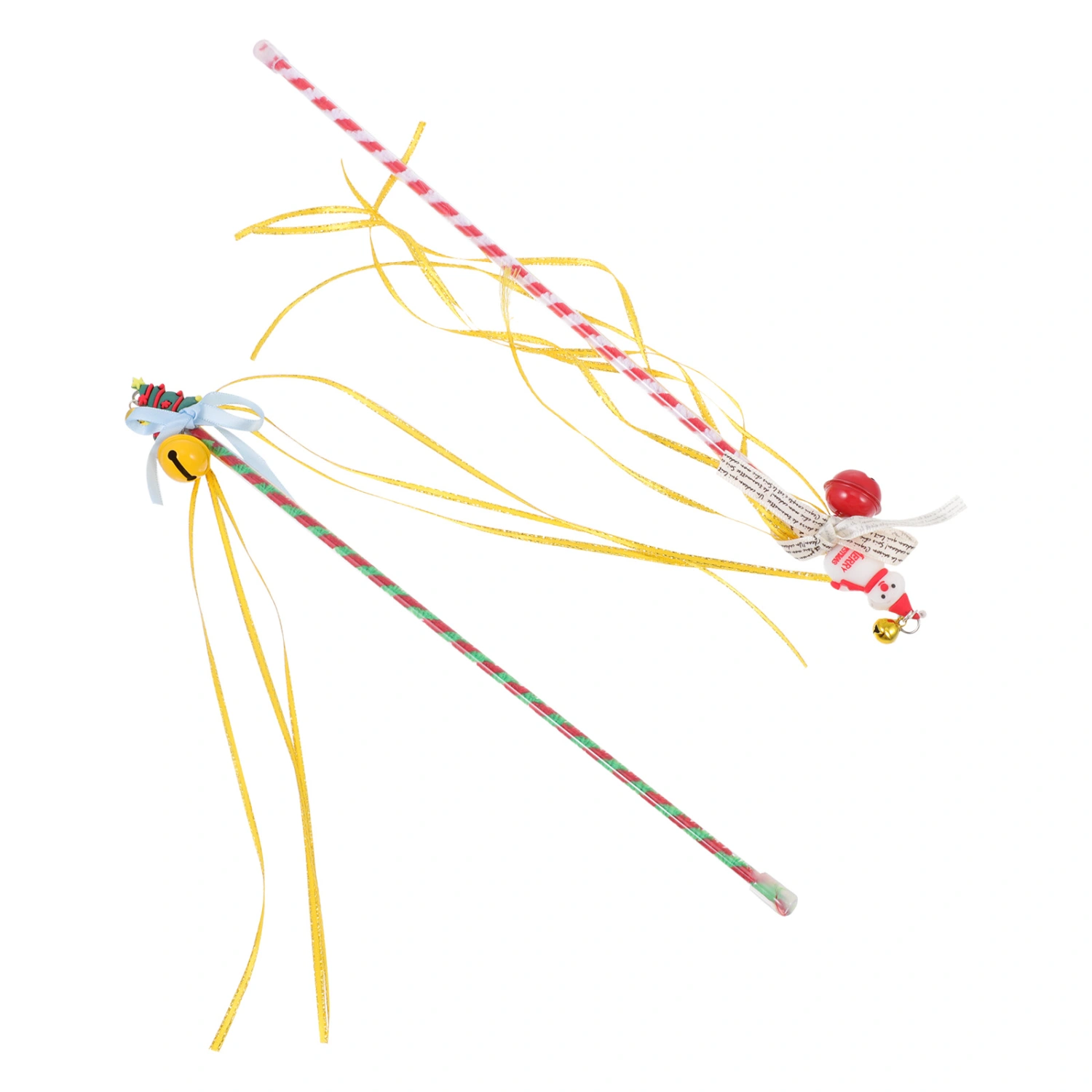 2pcs Funny Teasing Cat Stick Pet Cat Christmas Interactive Toy Stick Pets Cat Teaser