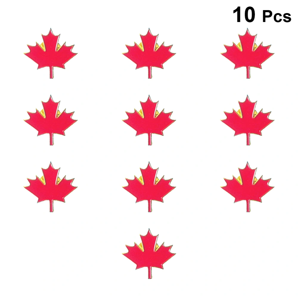 10pcs Maple Leaf Brooch Maple Leaf Badge Metal Badge Brooch Creative Pattern Brooch