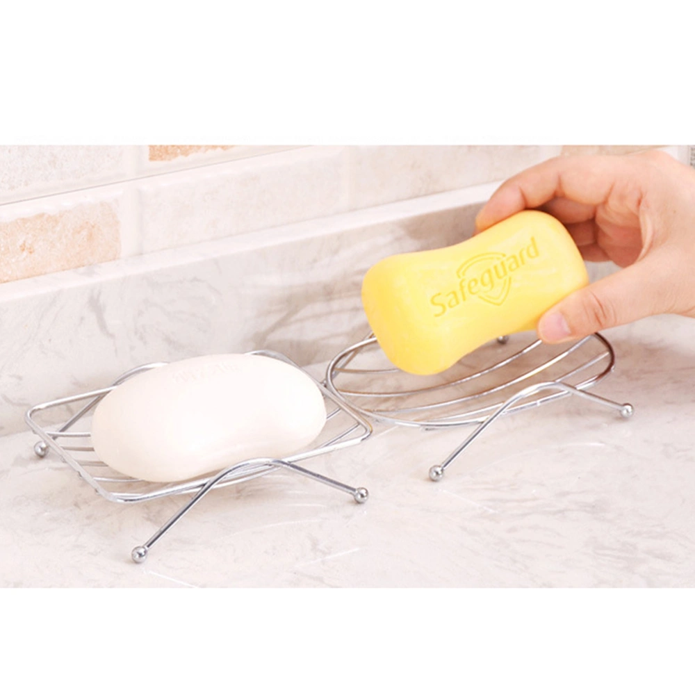 1pc Stainless Steel Soap Dish Holder No Drilling Shower Soap Sponge Holder for Bathroom Kitchen(Square Shape)