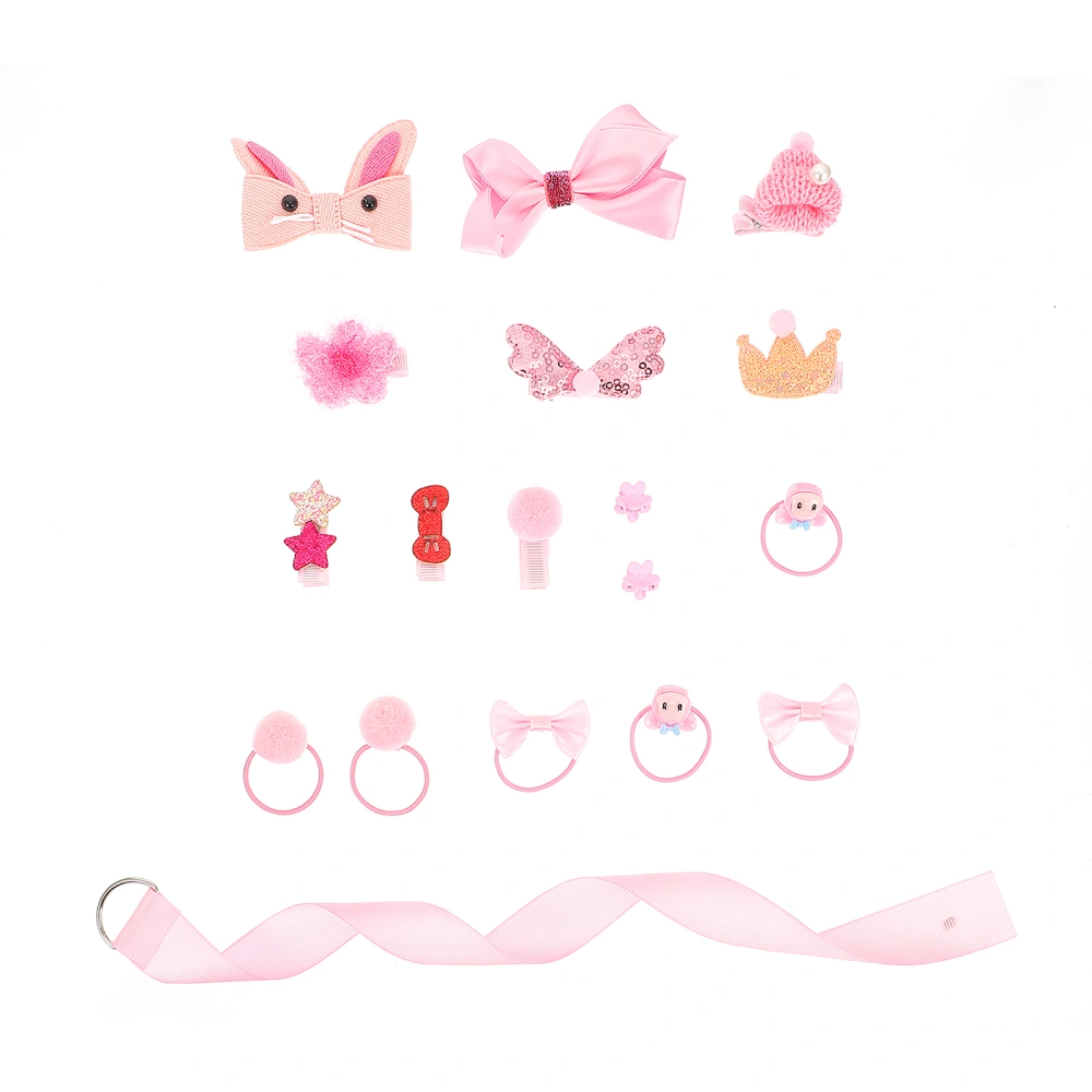 1 Set Kids Hair Accessory Kit Girls Lovely Hair Clips Pink Hair Rope Hair Ribbon