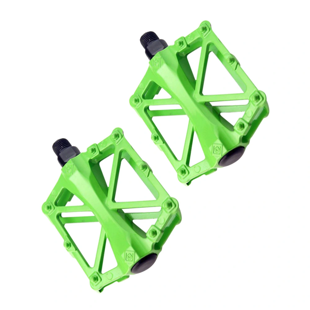 1 Pair Green Mountain Bike Pedal Aluminum Alloy Pedal Platform Flat Pedal