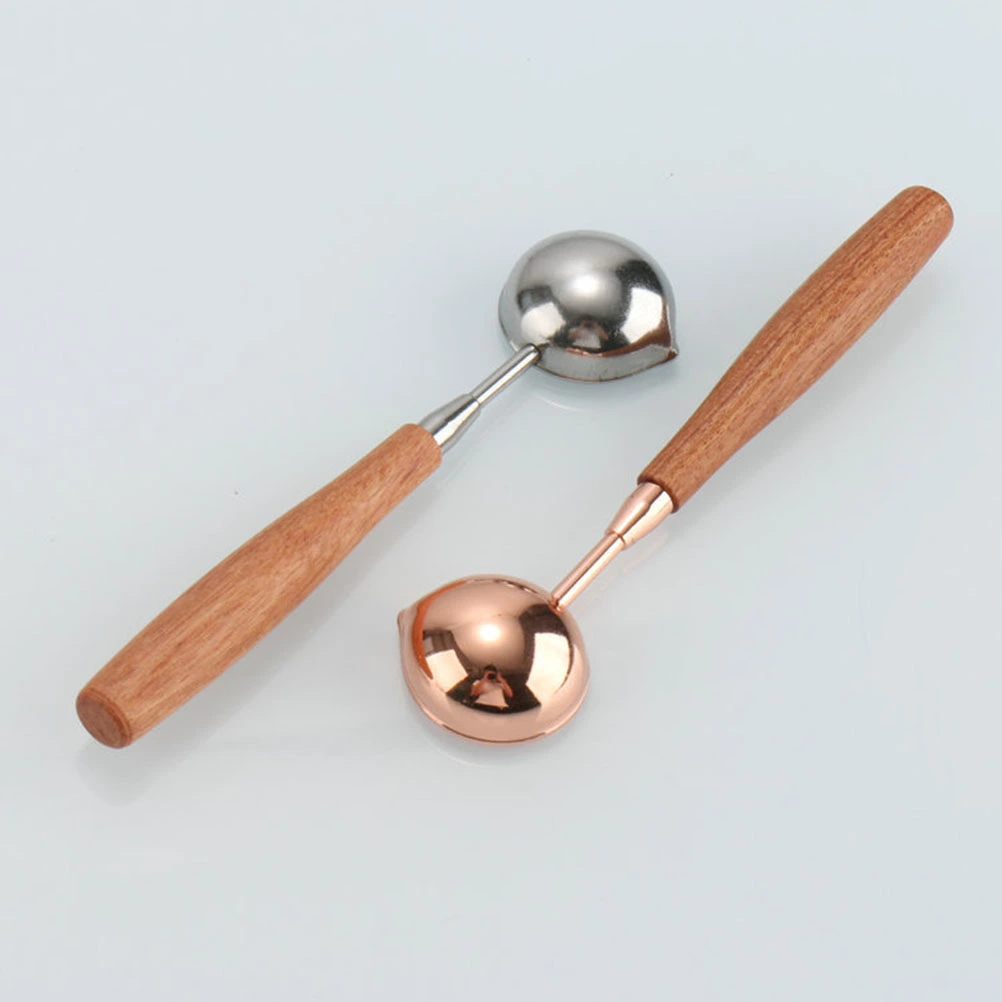 2pcs Stainless Steel Spoons Measuring Spoons With Wooden Handle Kitchen Gadgets