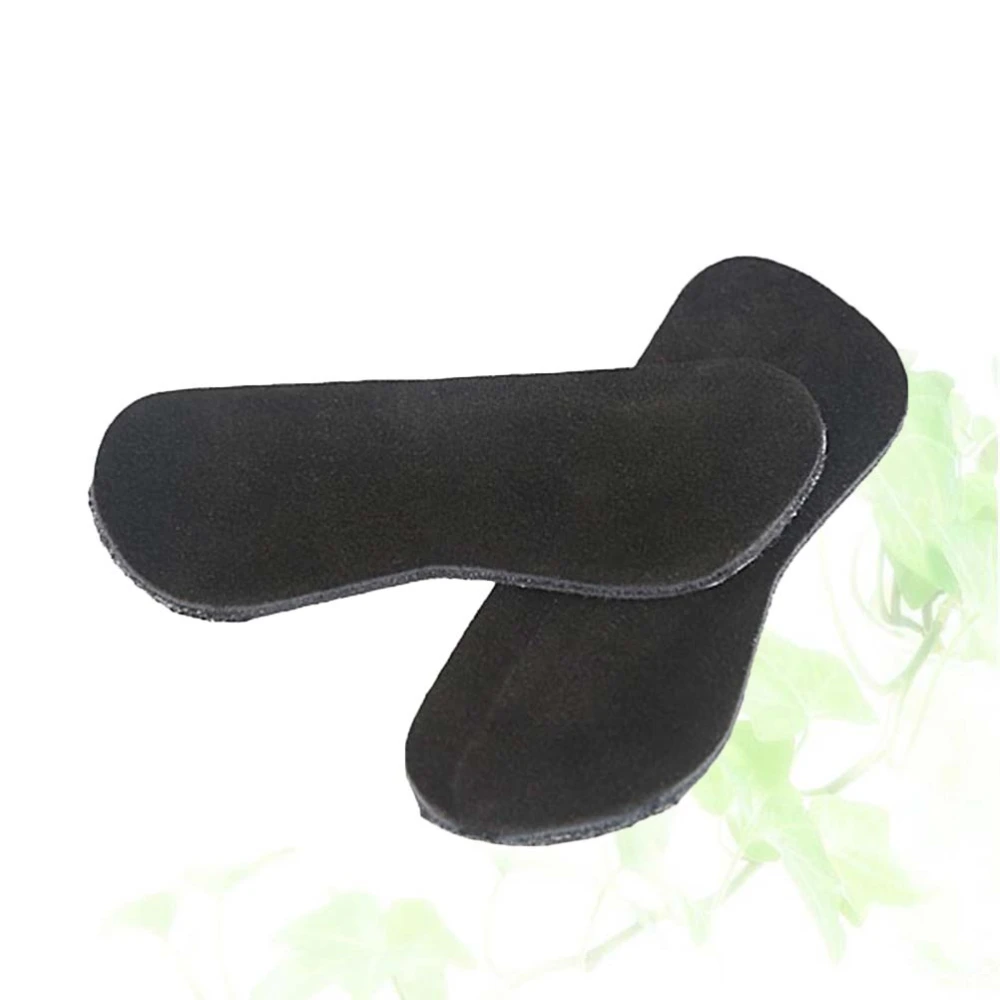 1 Pair of Thickened Half Insoles Comfortable Leather Inserts Front Insole Shoe Pad Heelpiece Cushion (Black)