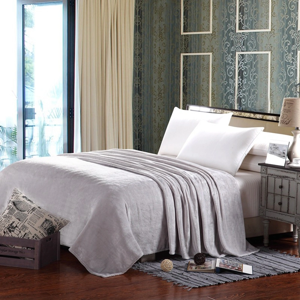 Thick Blankets Flannel Fleece Blanket Lightweight Warm Bed Blanket 70x100cm (Grey)