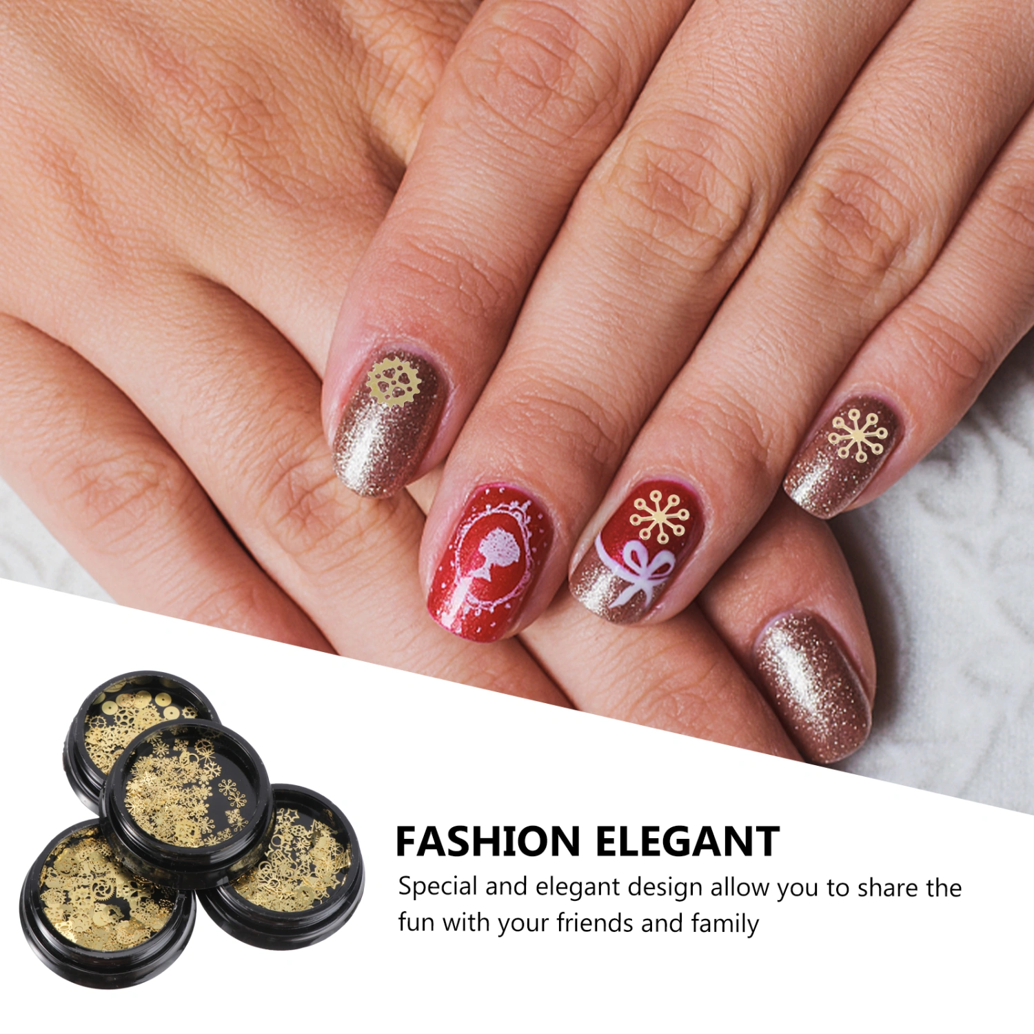 4 Cases Nail Patch Gold Foil Nail Decals Stickers Manicure Art Stickers for Girls Ladies Women