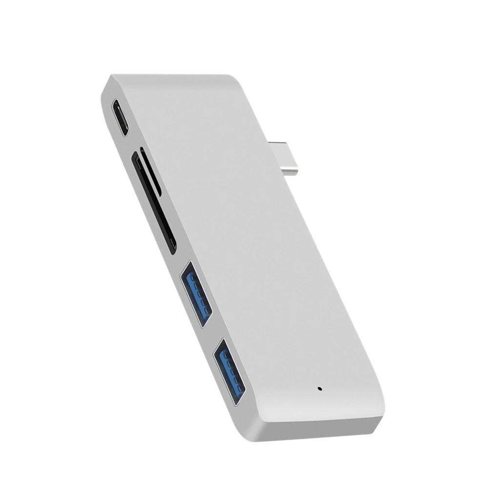 5 In 1 Type-C Hub with 2 USB 3.0 Ports SD Micro SD Interface Compatible with Windows (Silver)