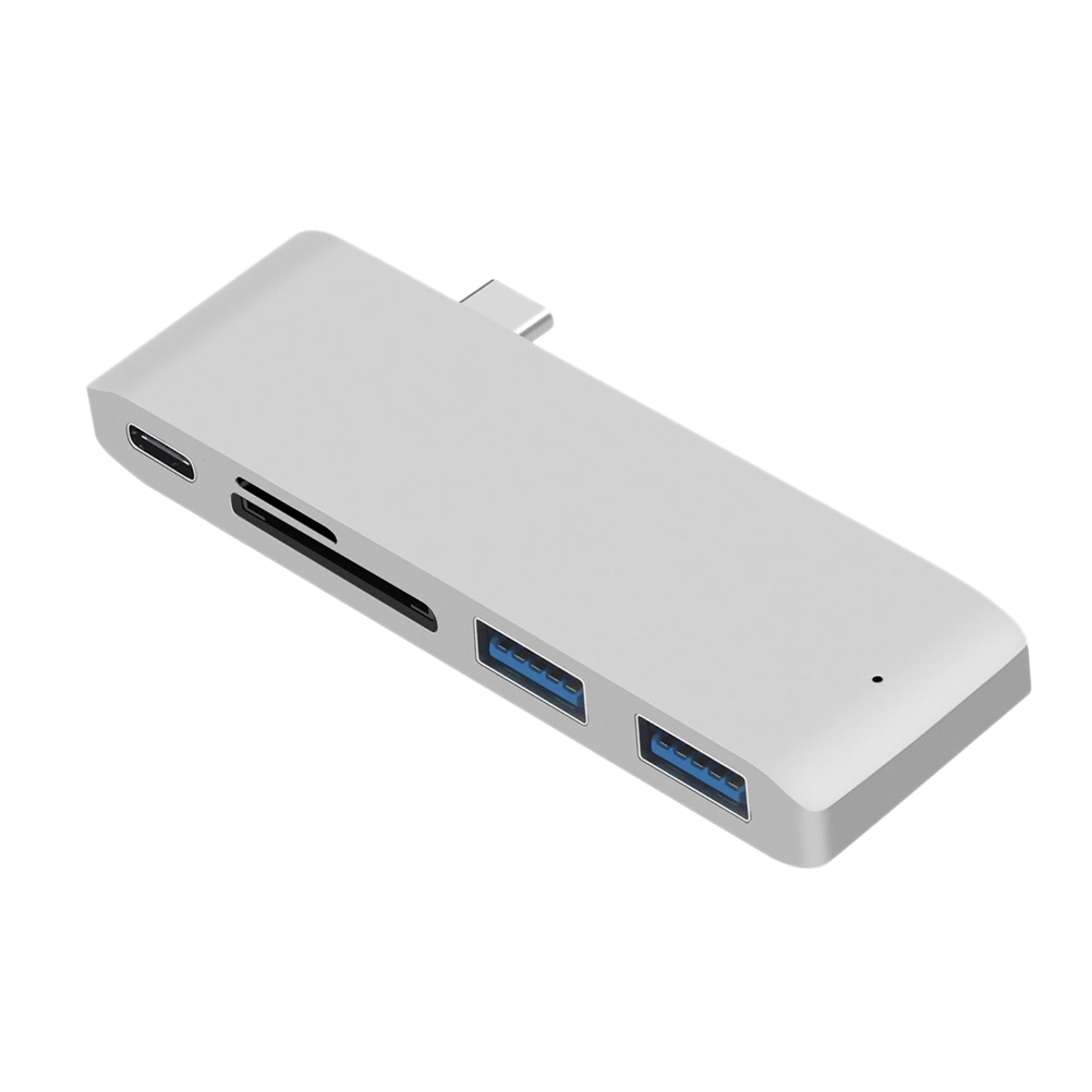 5 In 1 Type-C Hub with 2 USB 3.0 Ports SD Micro SD Interface Compatible with Windows (Silver)