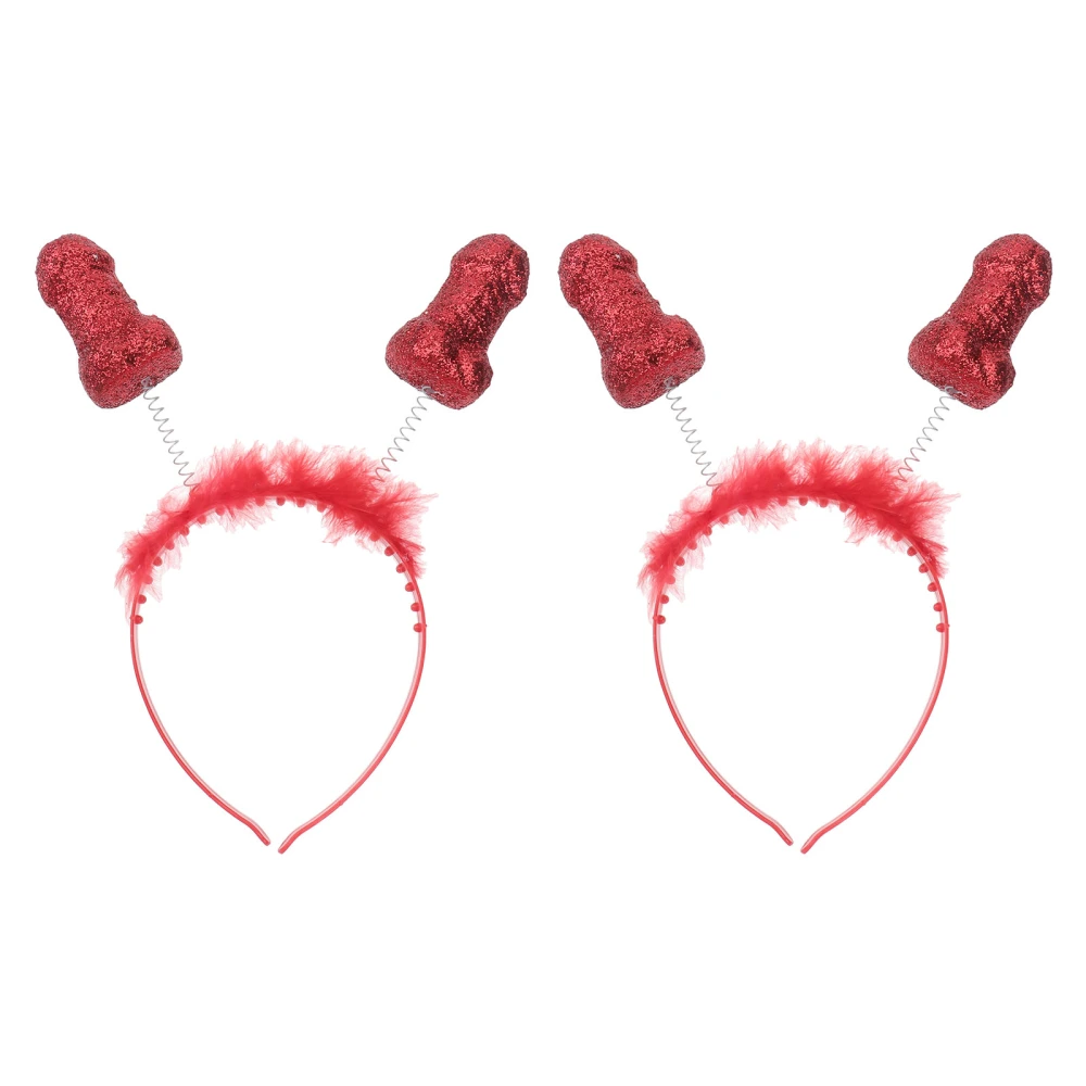 2pcs Spring and Plush Headband Bachelor Party Hair Adult Hair Band Hair Accessories (Red)