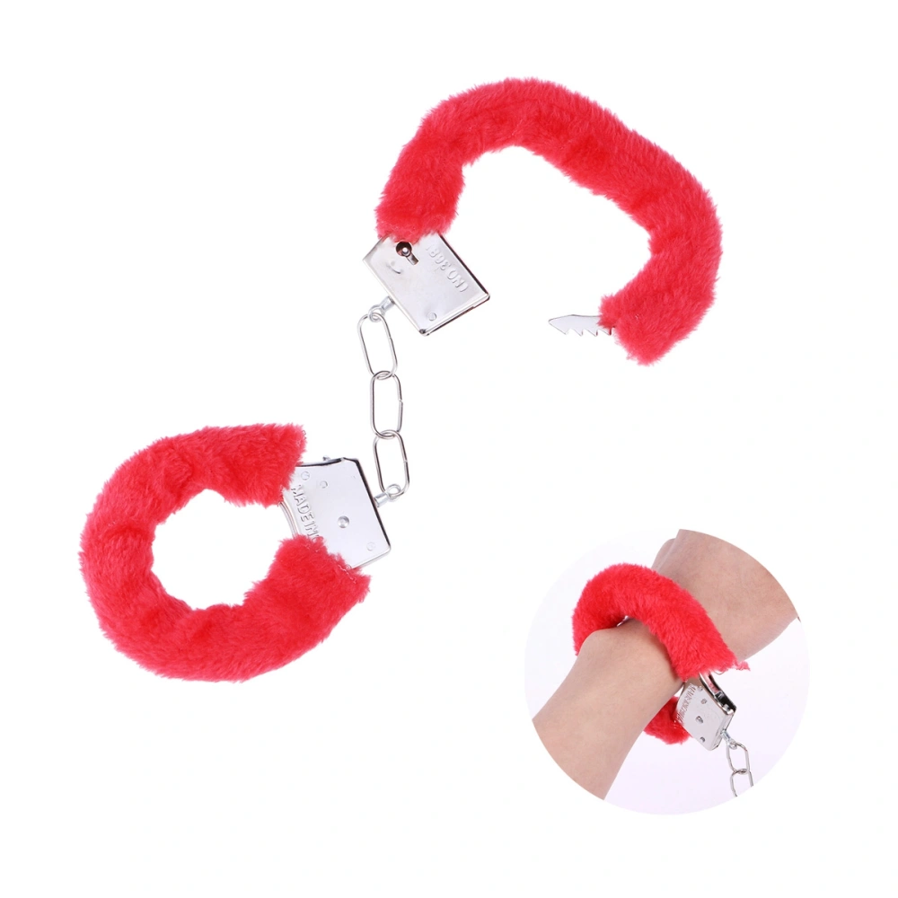 Adult Sex Plush Handcuffs Simple Funny Bound Handcuffs for Lover Couple Partner (Red)