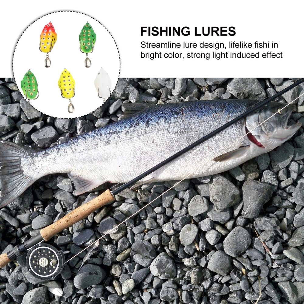 5Pcs Lifelike Fishing Lures with Double Hooks Kit for Bass Snakehead Saltwater Freshwater Fishing