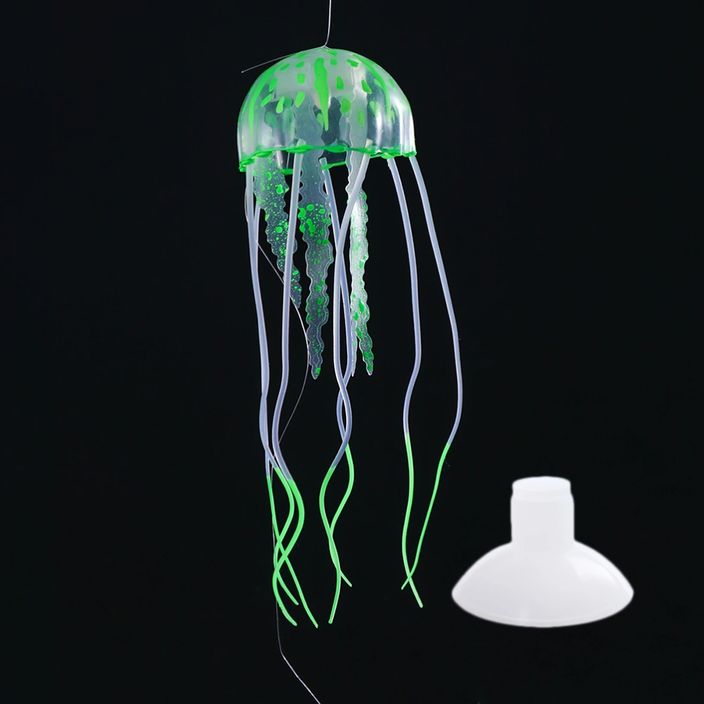 Glowing Effect Artificial Jellyfish Decor for Fish Tank Realistic Fake Jellyfish Aquarium Ornament - Medium Size (Green)