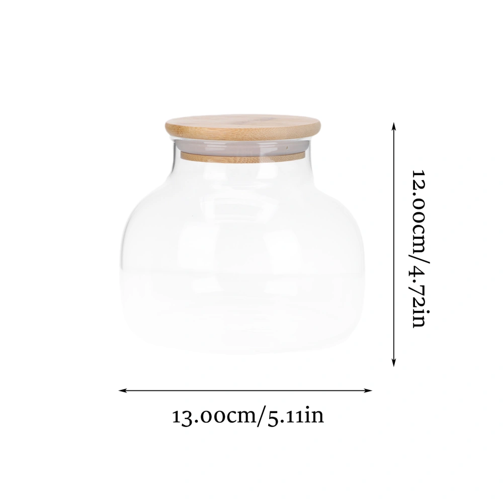 1Pc Glass Scented Tea Jar Snack Nuts Storage Jar Pickle Sealed Jar with Wood Lid