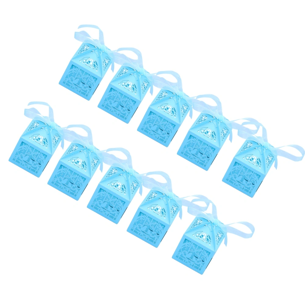 30pcs Hollow out Candy Storage Box Wedding Holiday Gift Box for Kids Family Guest (Blue)