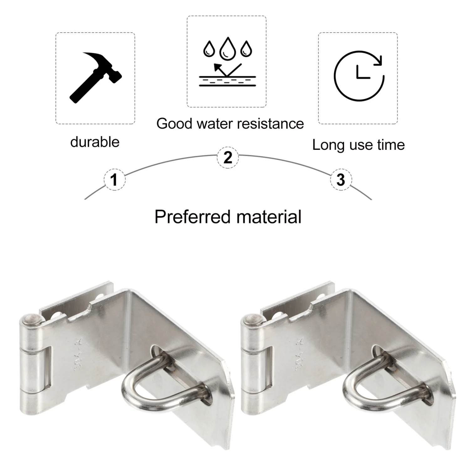 2Pcs Stainless Steel Cabinet Hasp Lock Door Padlock Latch Lock Right Angle Locks