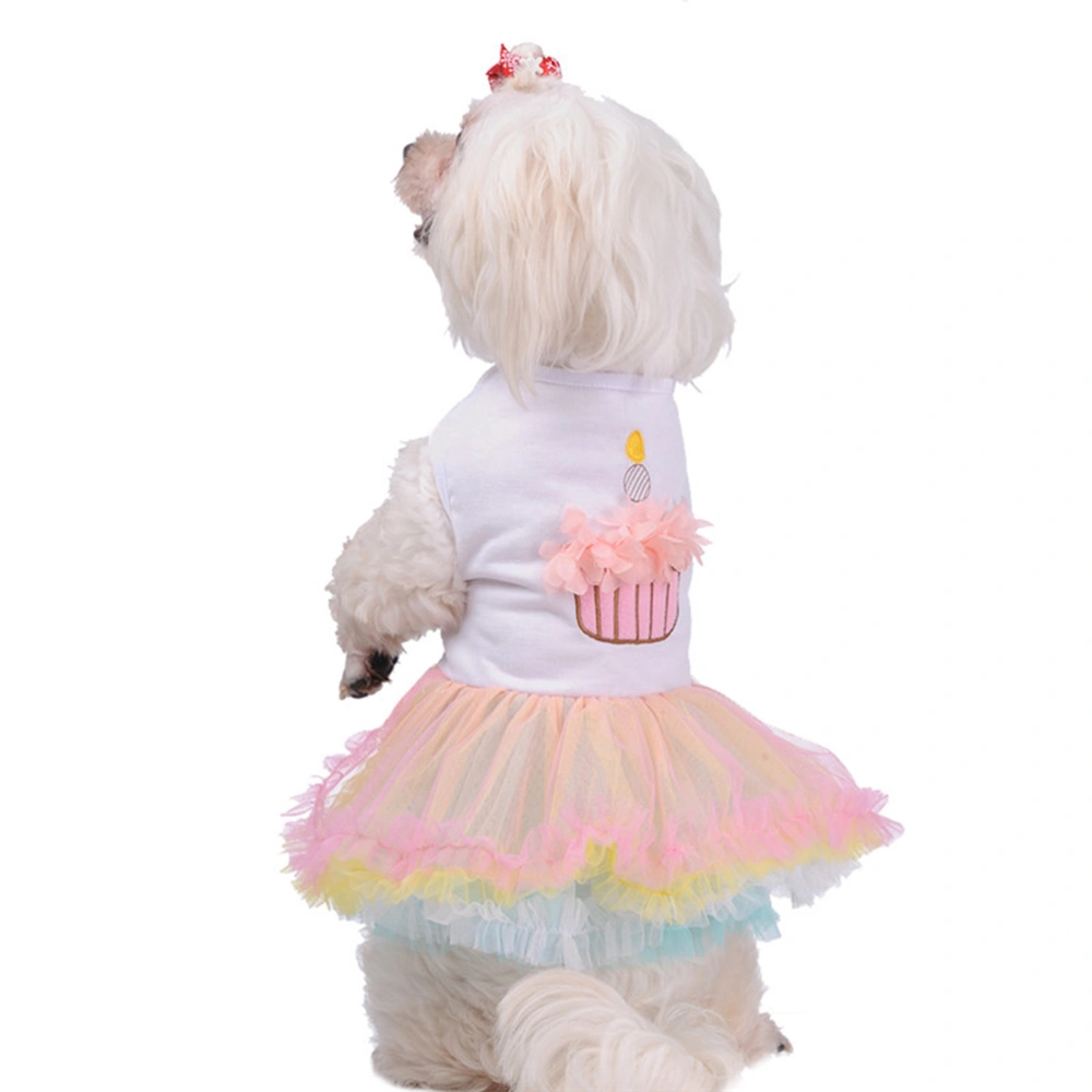 Dog Clothes Spring Summer Thin Pet Clothing Summer Pet Clothing Colorful Cake Skirt Size M