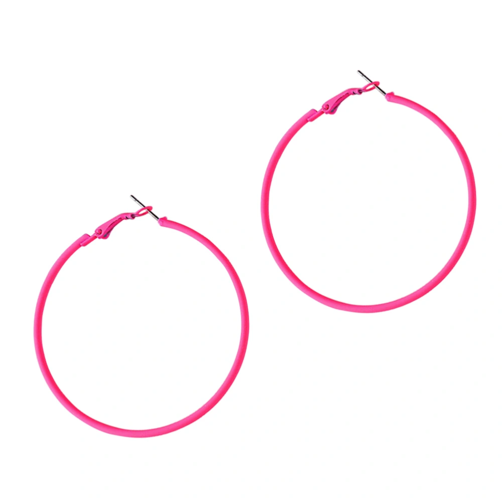 Rosy Geometric Circle Earrings Fashion Dangler Large Round Earbobs Simple Earrings Jewelry for Women Lady Girl