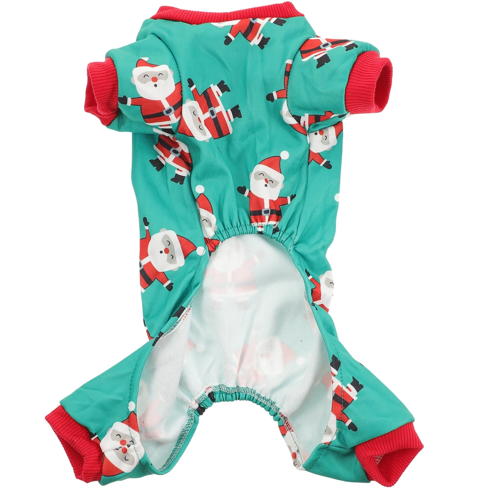 Christmas Santa Printed Pet Costume Winter Warm Clothes for Puppy Dog (Green Santa, Size M)