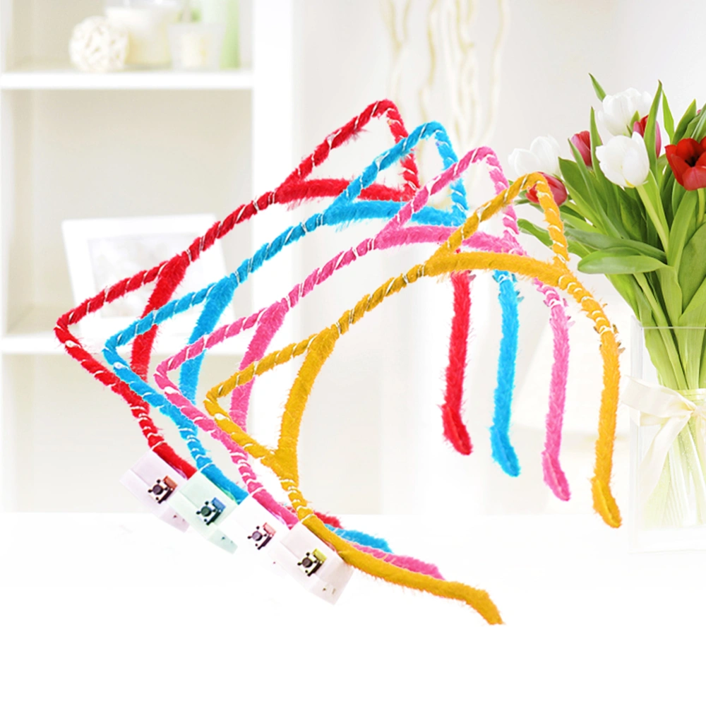 4Pcs LED Flashing Cat Ears Hairband Headwear Party Favors Supplies Decoration Accessory (Random Color)