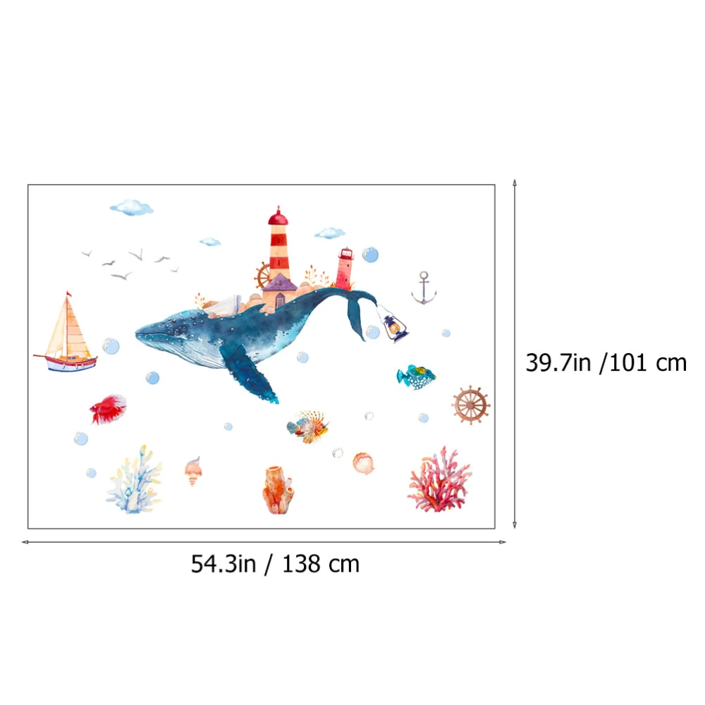 1 Sheet Wall Sticker Underwater World Pattern Wall Art Sticker Decor Wall Decal