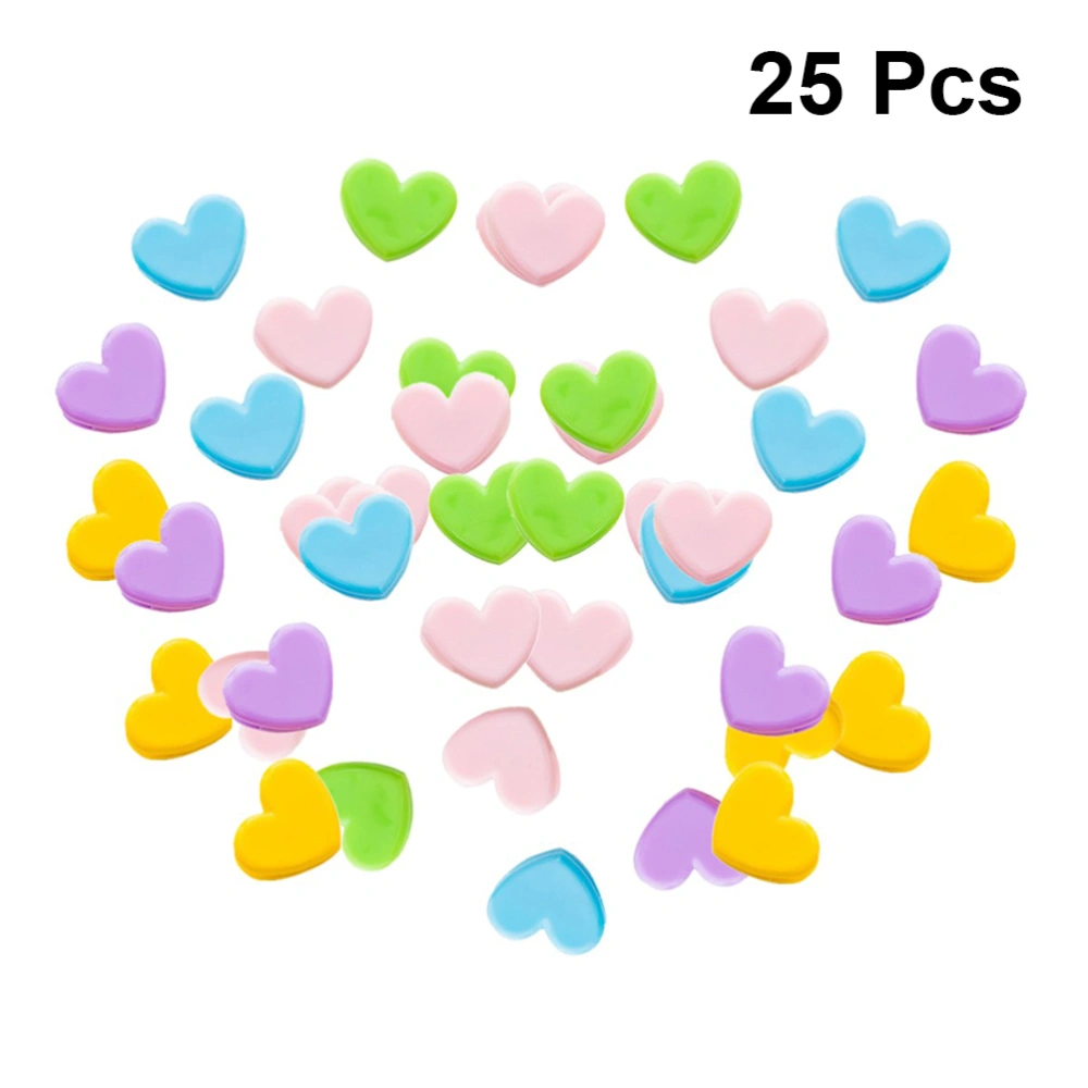 25pcs Heart Decorative Clips Candy Color Clips Photo Decorative Clips Plastic Photo Clips