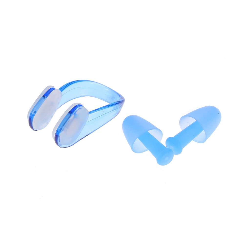 Practical Waterproof Silica Gel Swimming Earplugs Nose Clip Ear Nose Protector Swimming Suit (Blue)