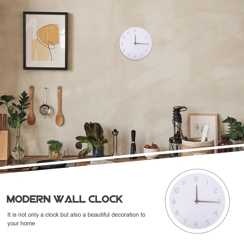 Silent Clock Nordic Style Wall Clock Household Bedroom Living Room Hanging Wall Clock Bar Decor without Battery (White)