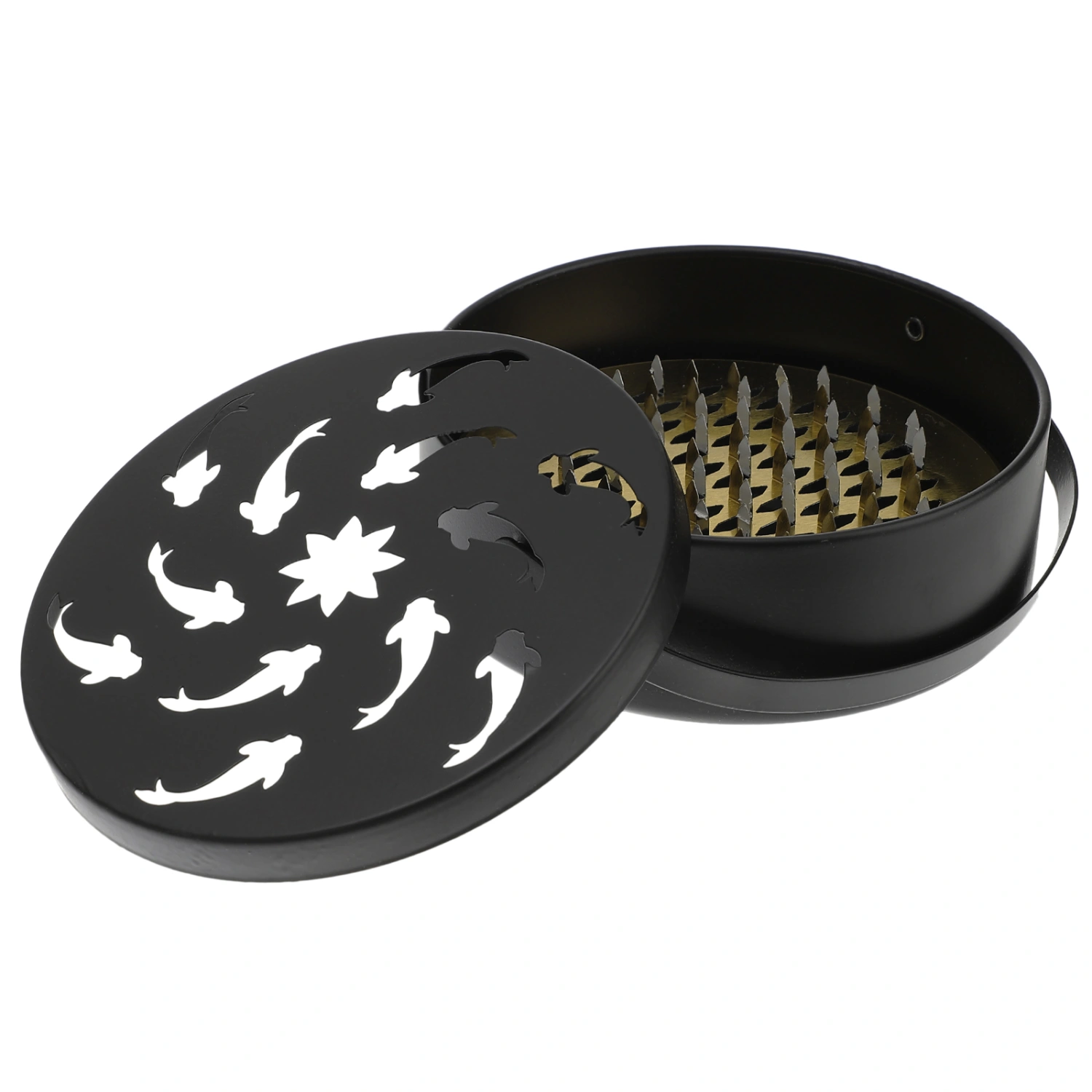 1pc Iron Mosquito Coil Box Round Hollow Mosquito Coil Burner with Handle