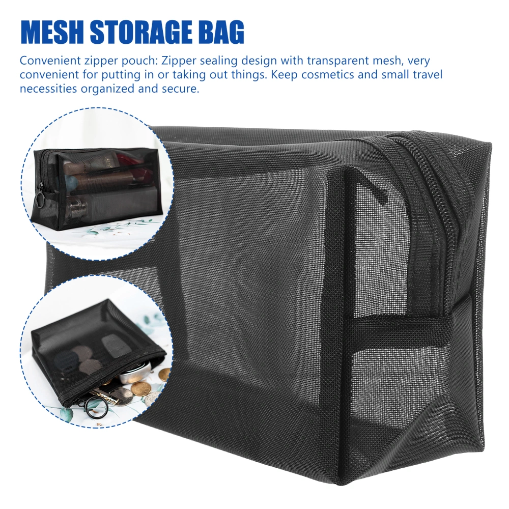 3Pcs Mesh Travel Storage Bags Portable Cosmetic Bags Zipper Storage Pouches Multi-purpose Bags