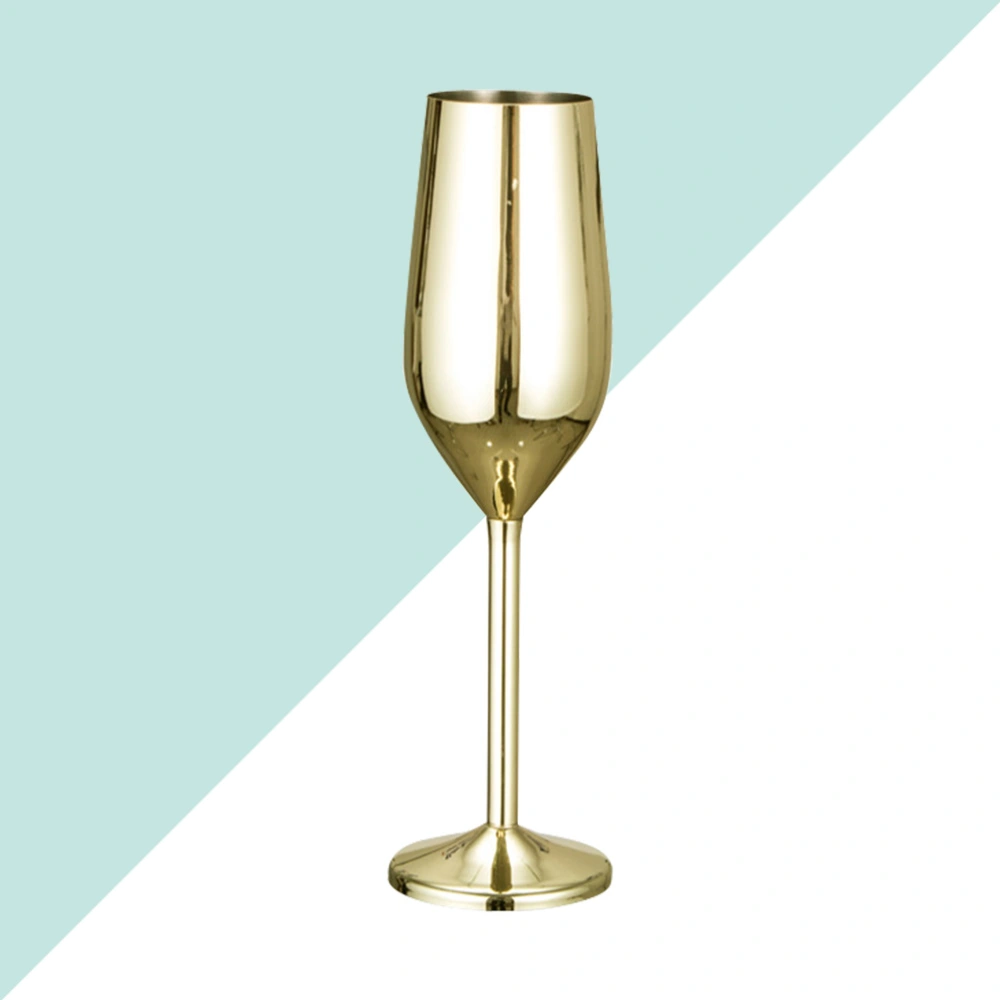 200ml Stainless Steel Champagne Glass Stemware Goblet Toasting Glasses Wine Cup (Gold Plating)