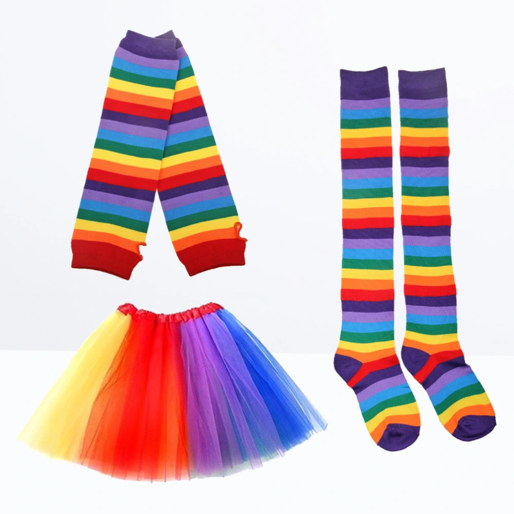 Rainbow Tutu Suit Party Dance Dress Ruffle Tiered Tutus Photography Layered Tutu Ruffle Skirt Dress For Adult (Iridescence)