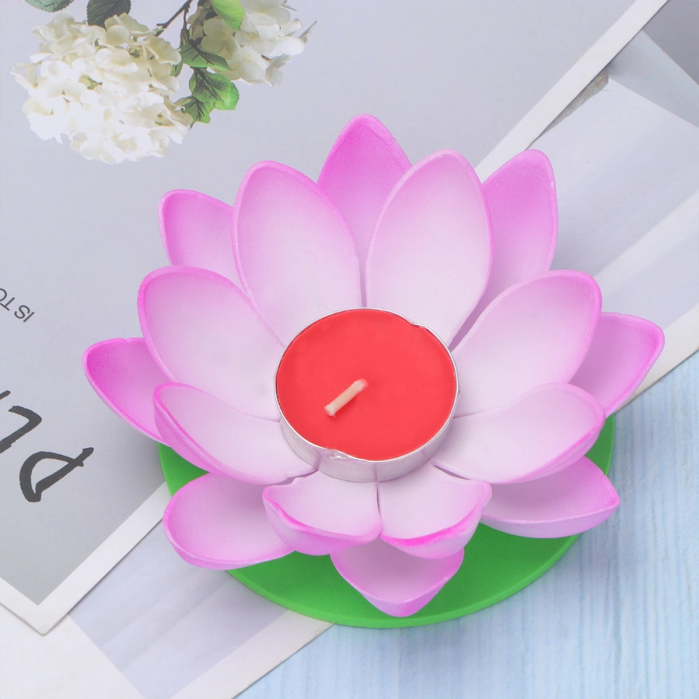 5pcs Candle Light Lotus Shape Candle Light Festive Wishing Lamp Decorative for Home Decor (Purple with Candle)