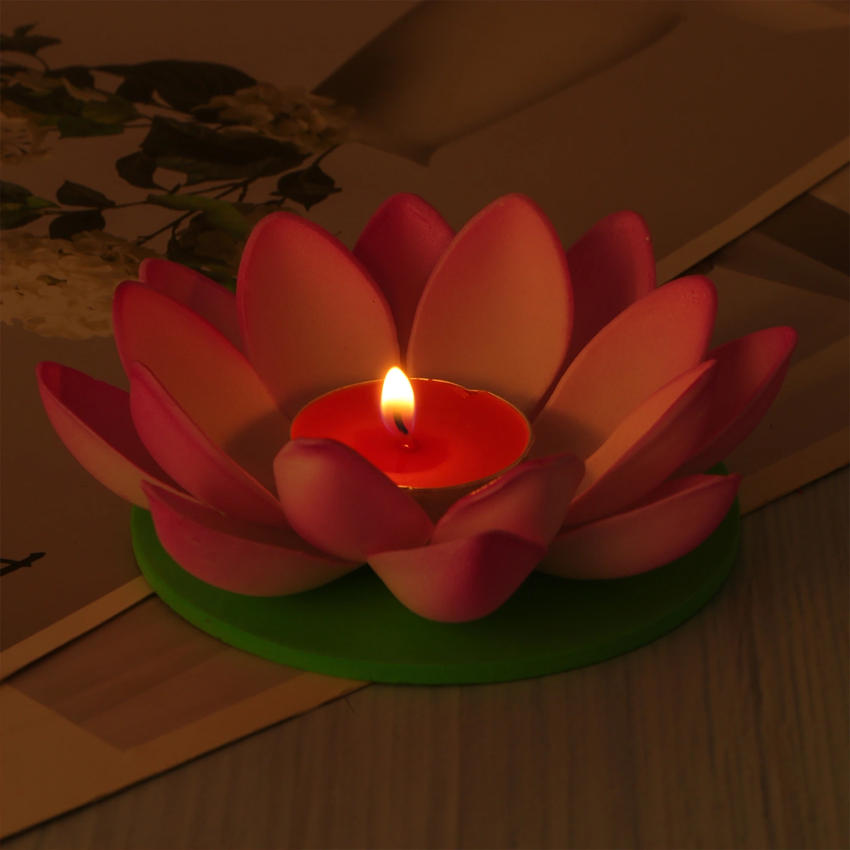 5pcs Candle Light Lotus Shape Candle Light Festive Wishing Lamp Decorative for Home Decor (Purple with Candle)