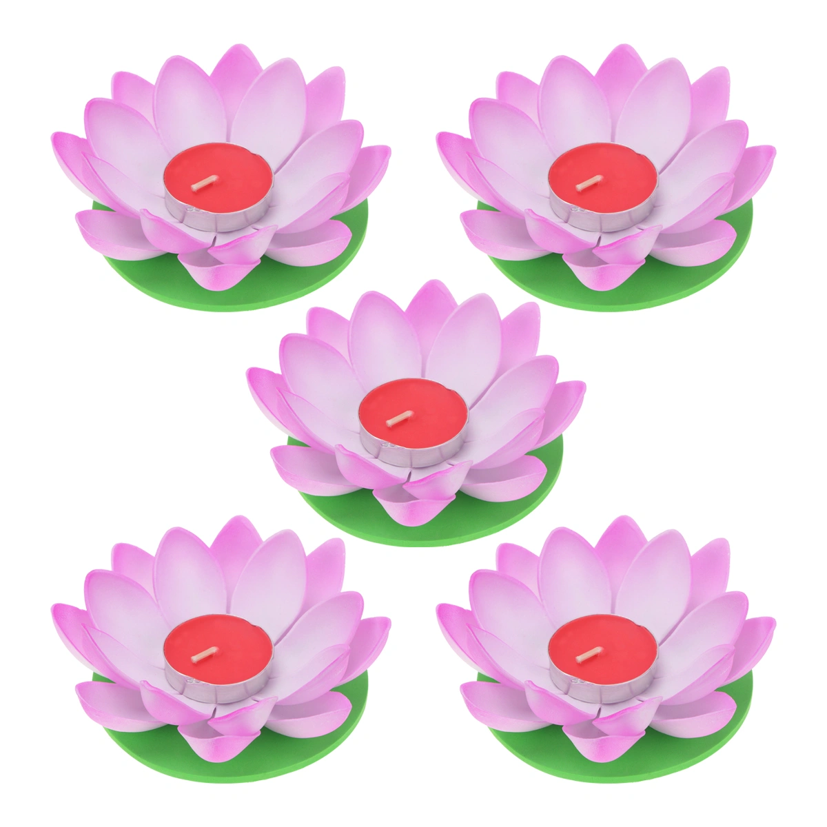 5pcs Candle Light Lotus Shape Candle Light Festive Wishing Lamp Decorative for Home Decor (Purple with Candle)
