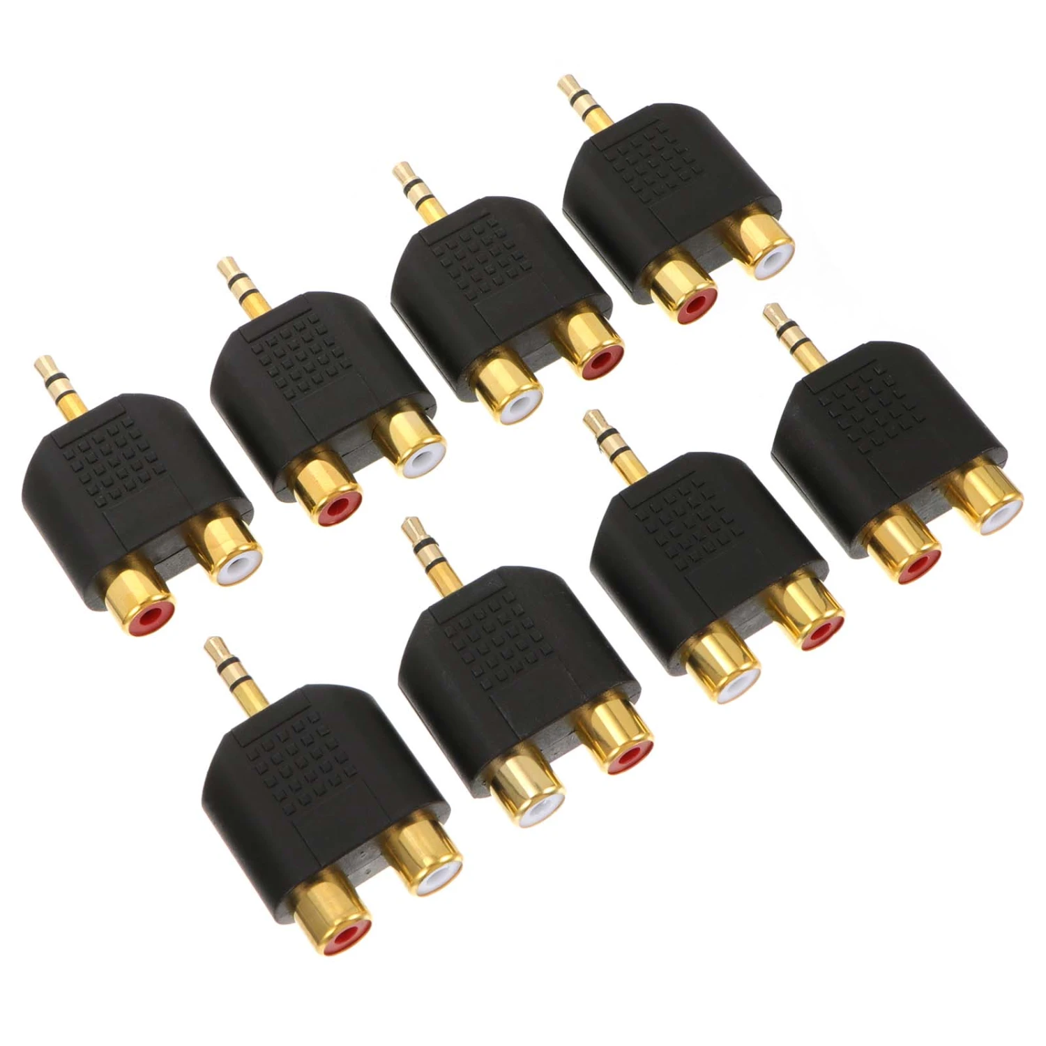 8pcs 3.5mm Male to 2 RCA Female Connector Adapter Stereo Jack Y Splitter