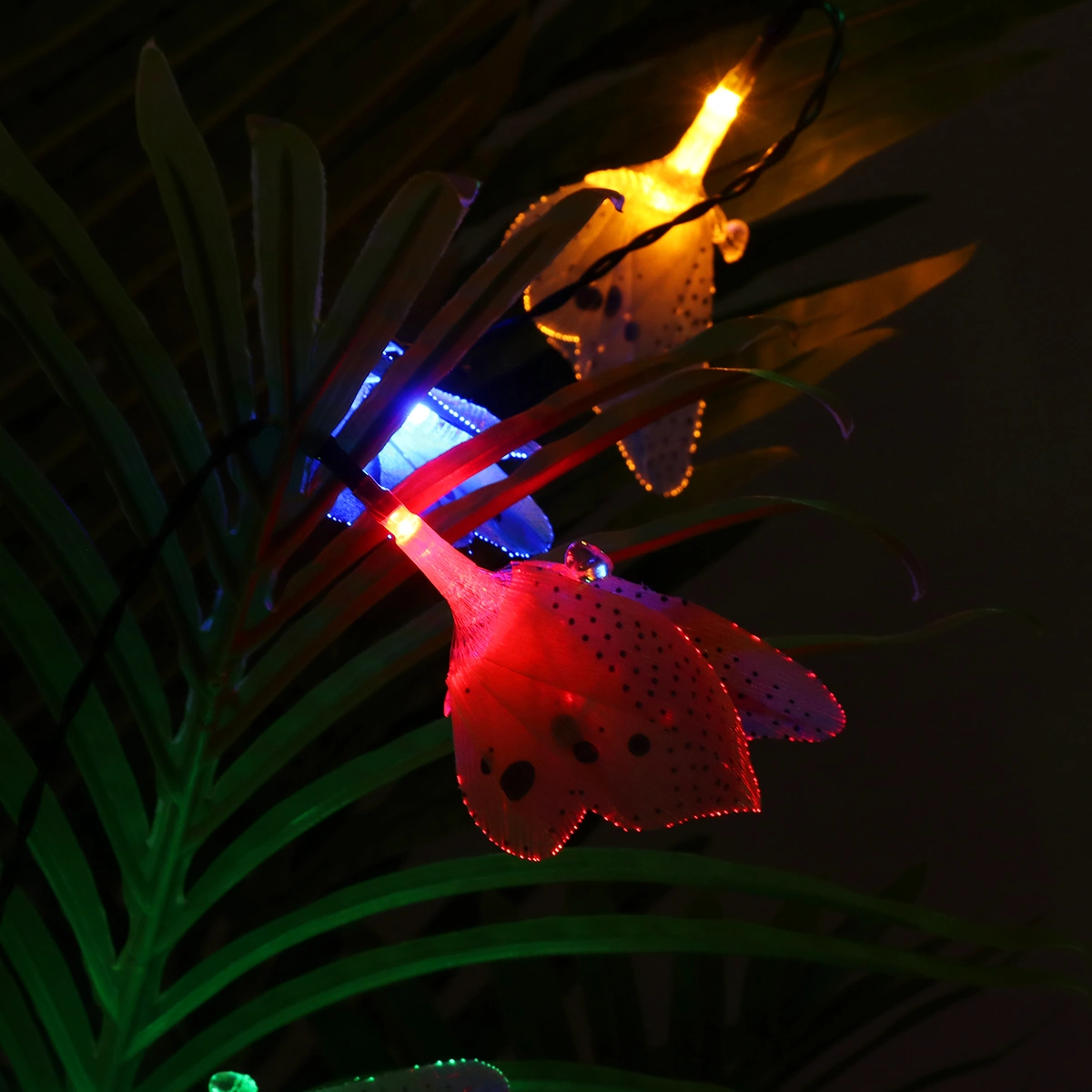 Uonlytech 12 LEDs Solar Power Lights Garden Outdoor Lights Waterproof Multi-color Fiber Optic Decorative Lights for Garden Lawn Patio Wedding Tree