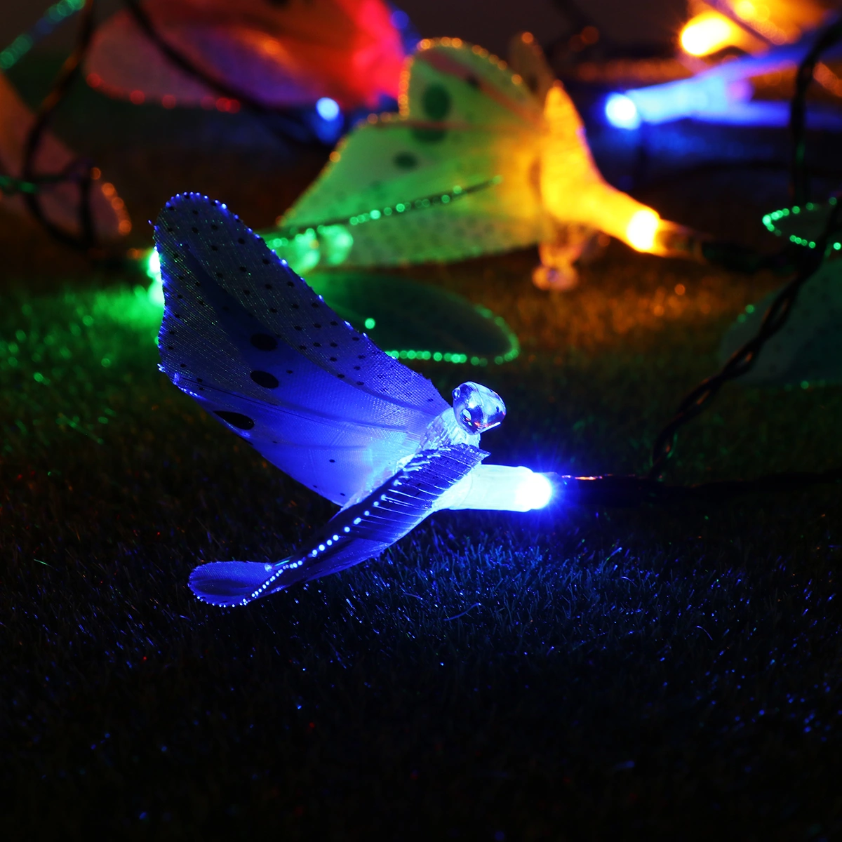 Uonlytech 12 LEDs Solar Power Lights Garden Outdoor Lights Waterproof Multi-color Fiber Optic Decorative Lights for Garden Lawn Patio Wedding Tree