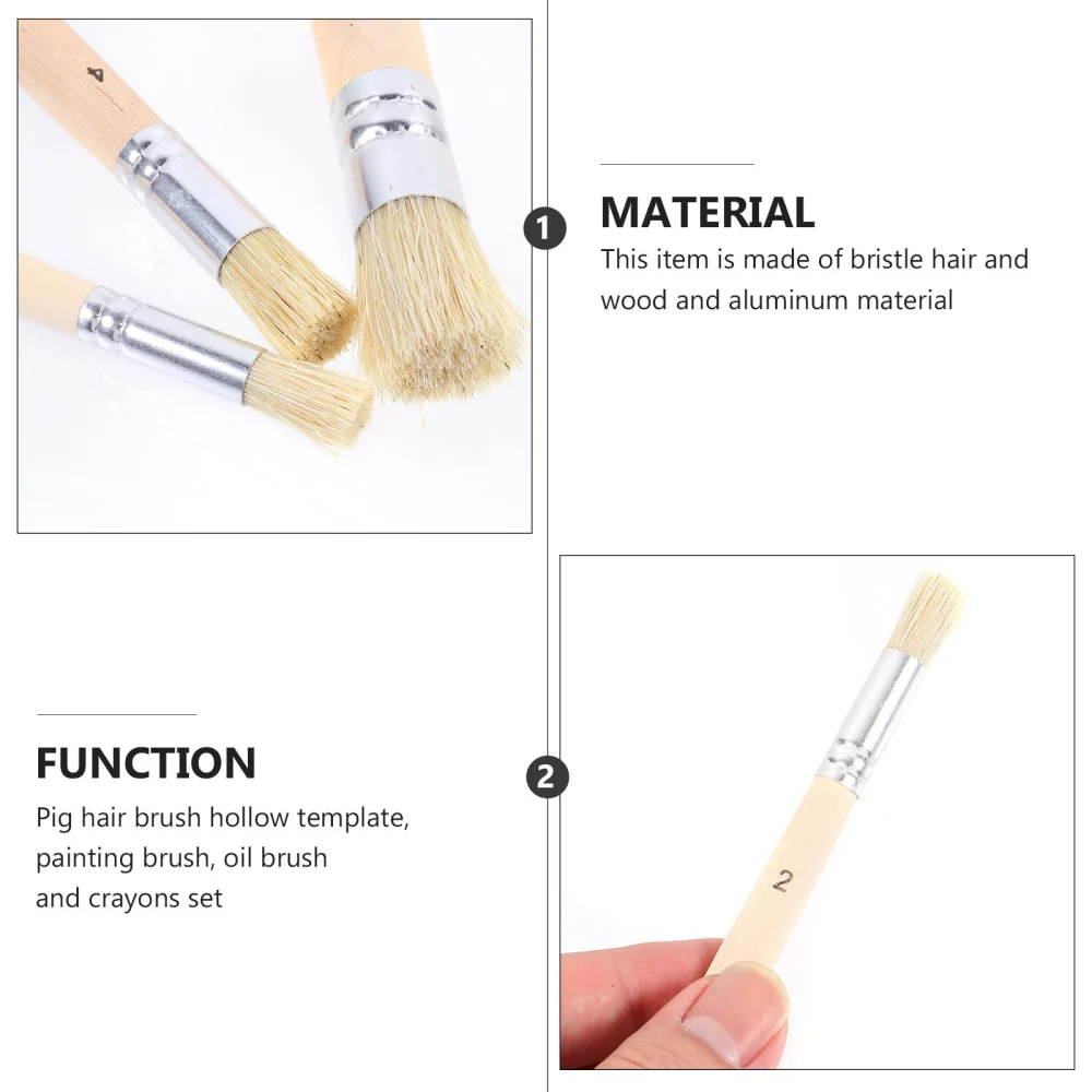 3 set/9pcs Wooden Stencil Brush Set Natural Bristle Template Paint Brushes