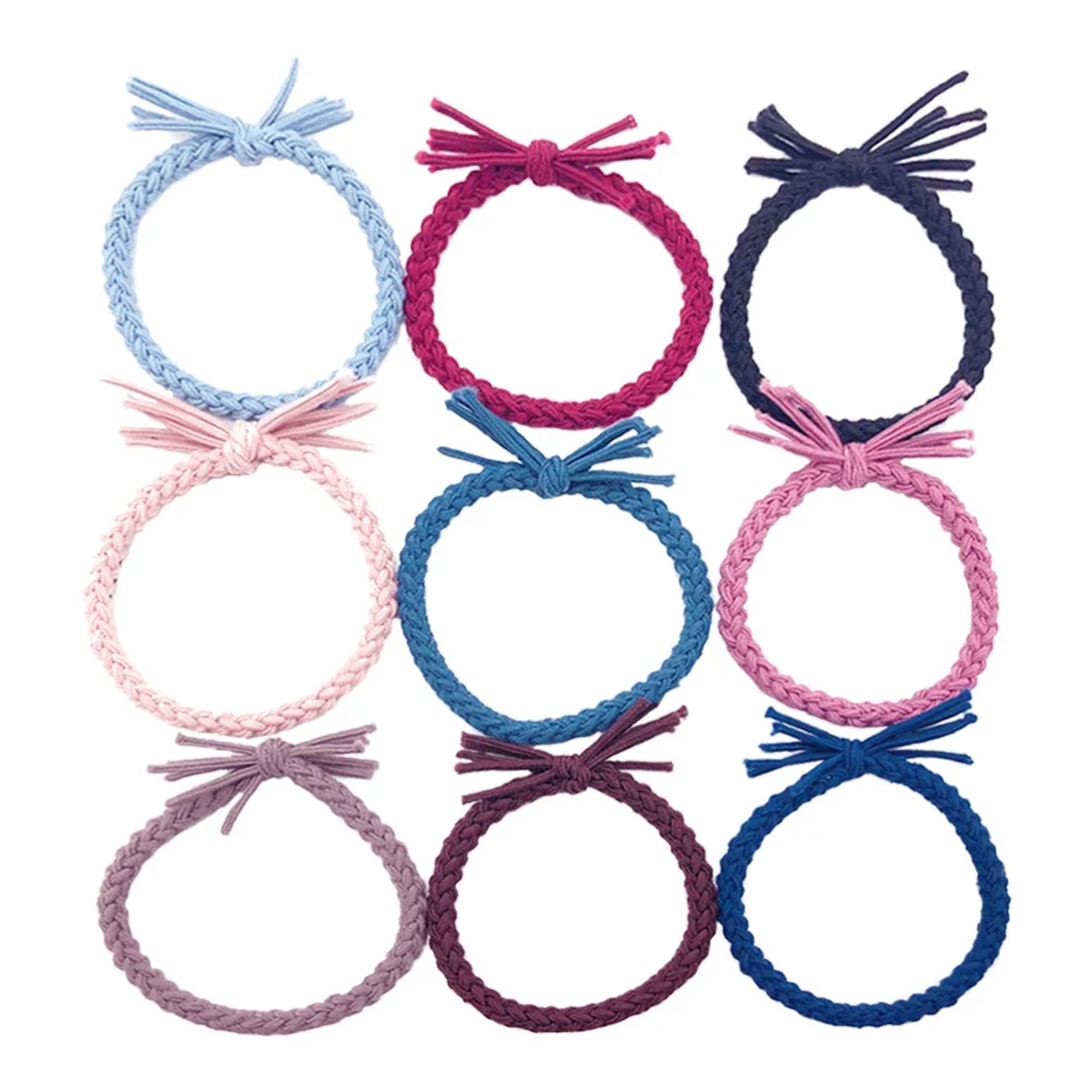 9pcs Weave Knot Simple Stretch Hair Ties Elastic Hair Ring Ponytail Holders Hair Accessories for Women Girls (Random Color)