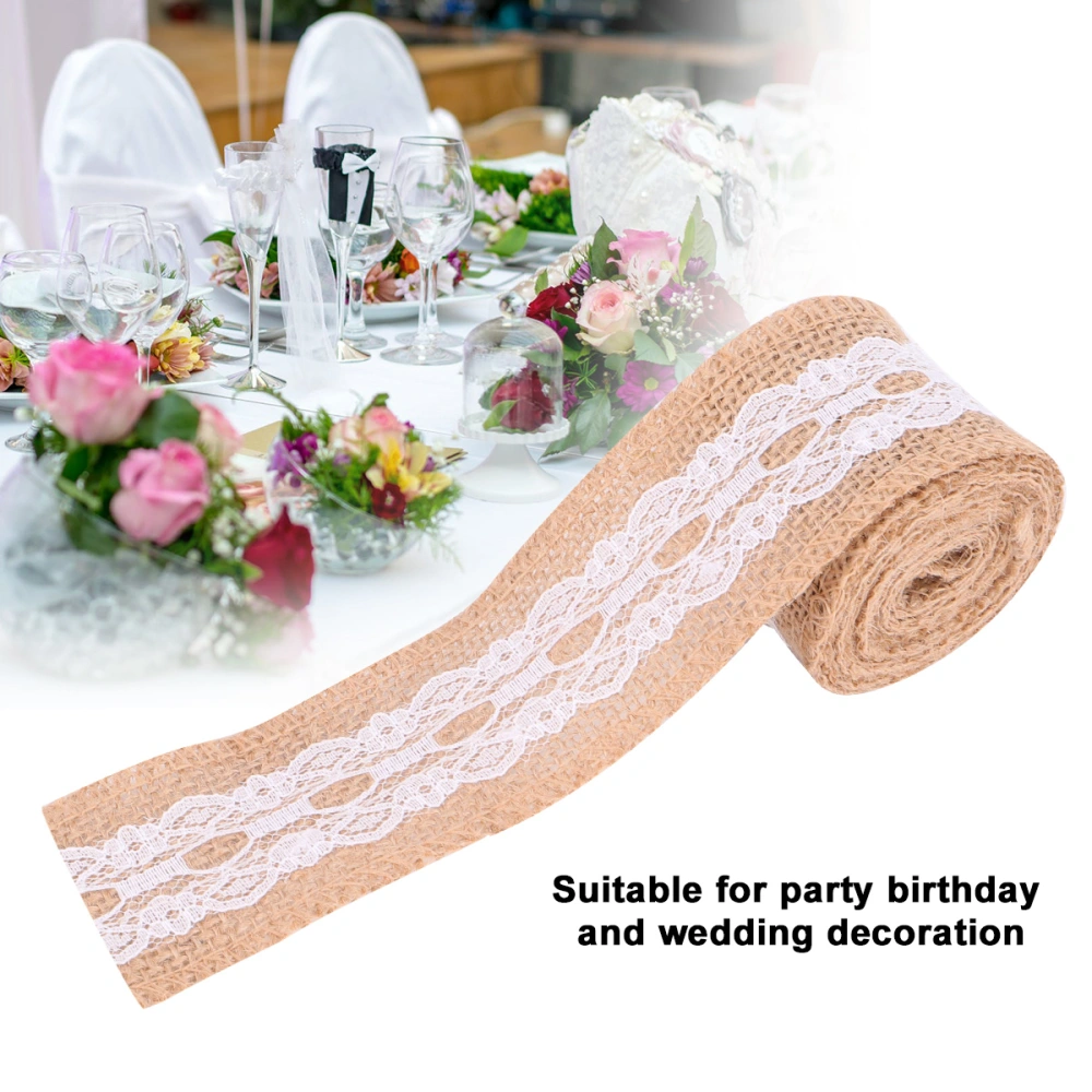 5 Roll Lace Linen Strips DIY Woven Linen Strip for Wedding Decoration