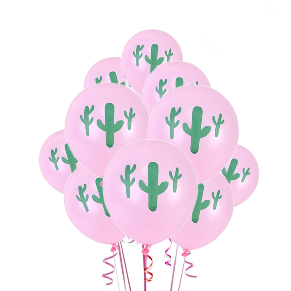 10 Pcs Latex Balloons Cactus Patterned Balloons Party Favors Supplies for Birthday Wedding Decoration (Pink)