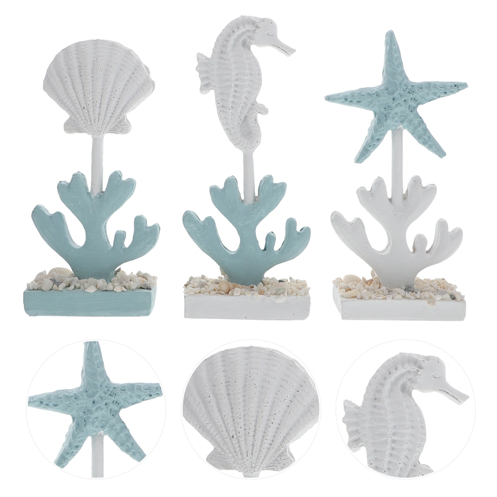 3pcs Mediterranean Style Scene Decors Desktop Decors Marine Life Decors