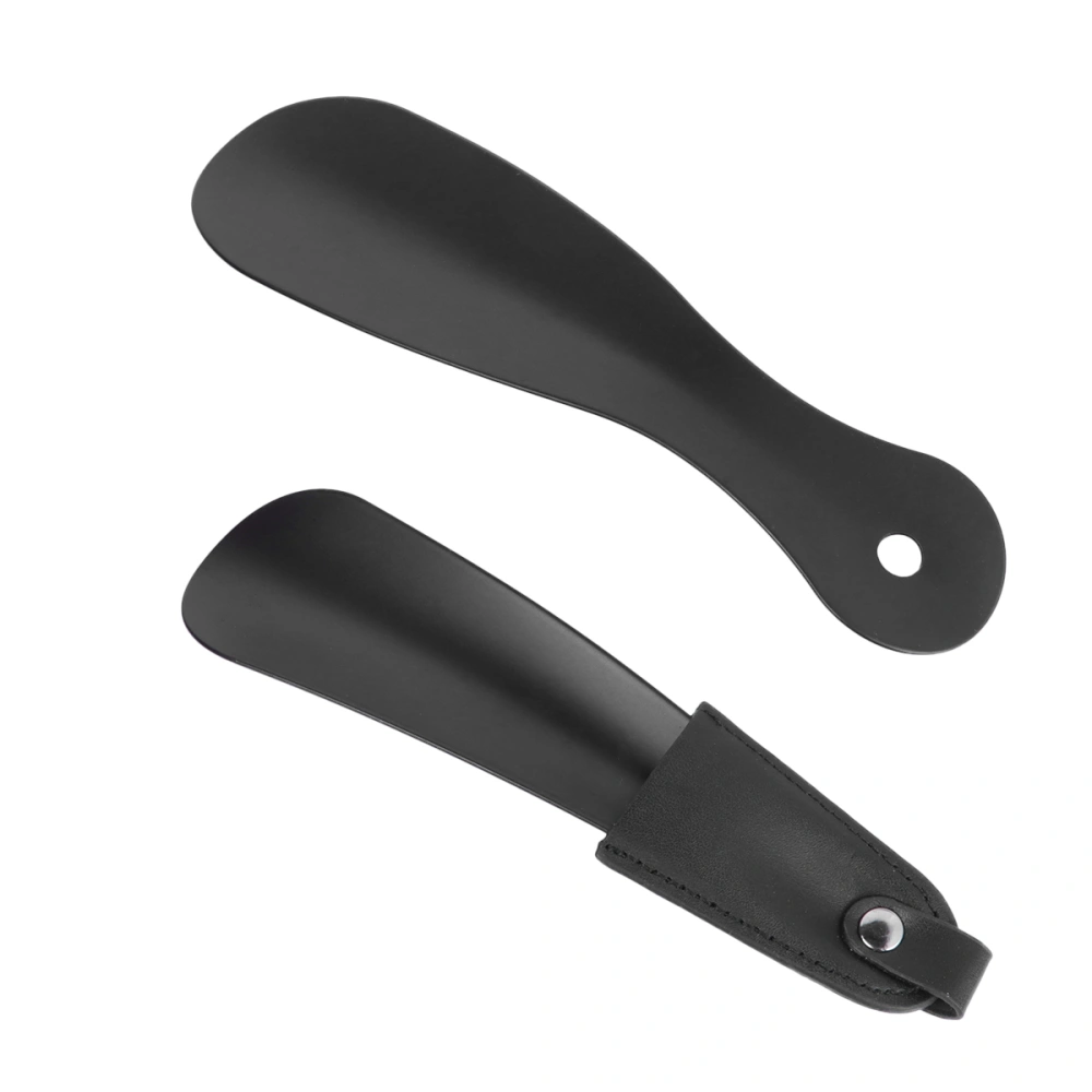 2Pcs 16cm Leather Shoe Extractors Simple Shoe Horn Metal Shoe Lifter Shoes Removing Helper Black