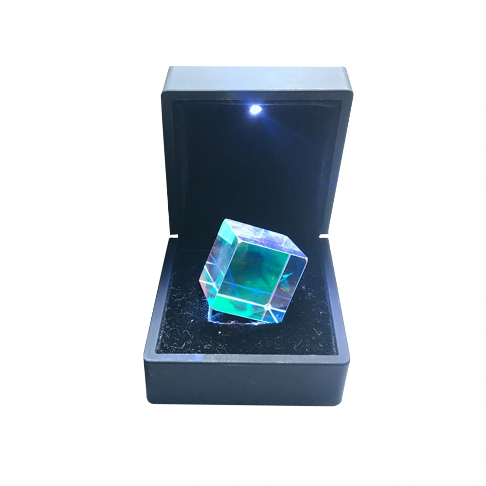 Optical Glass RGB Dispersion Cube for Physics Teaching Decoration Arts with Delicate Gift Box 2.0x2.0x2.0cm
