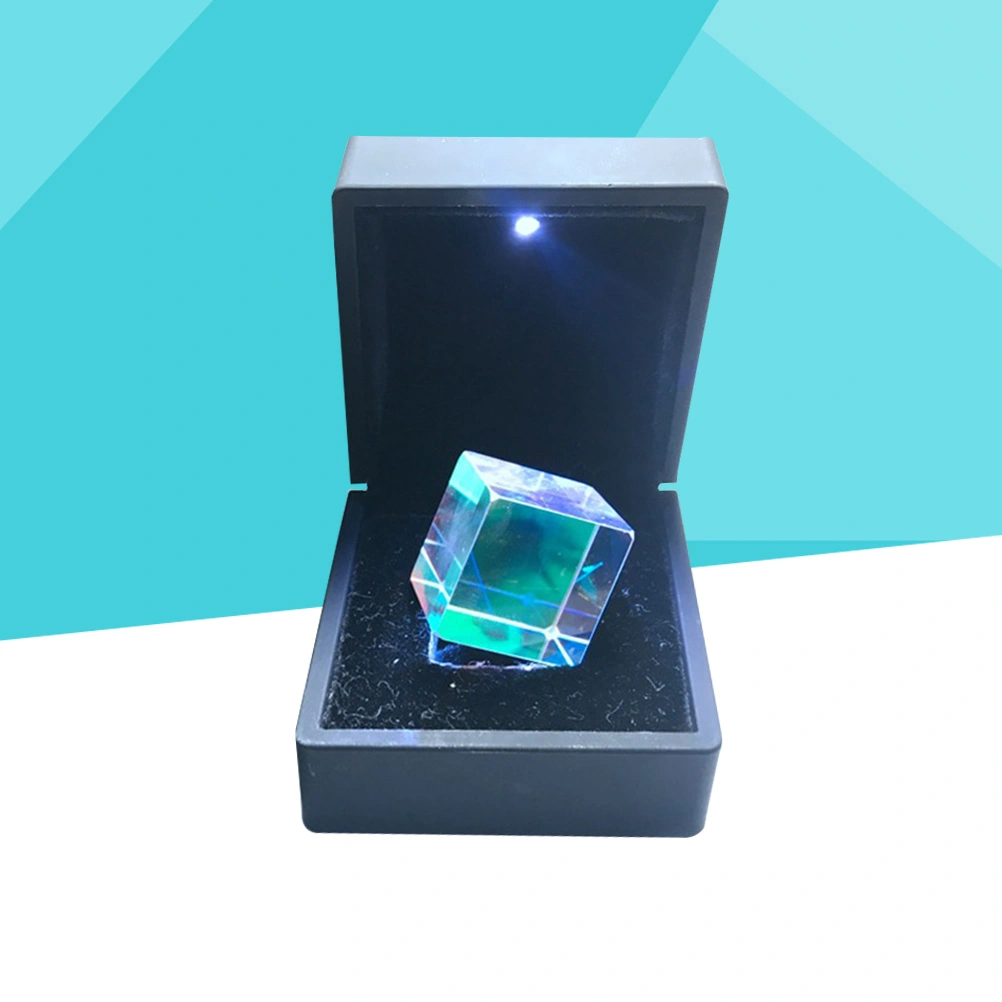 Optical Glass RGB Dispersion Cube for Physics Teaching Decoration Arts with Delicate Gift Box 2.0x2.0x2.0cm